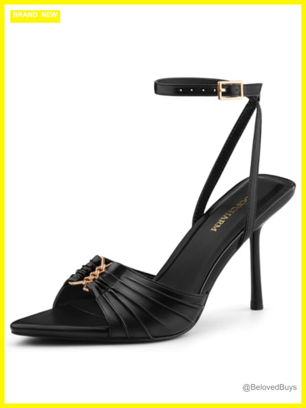 Women's Stiletto High Heels Pointed Peep Toe PU Sandals Ankle Strap